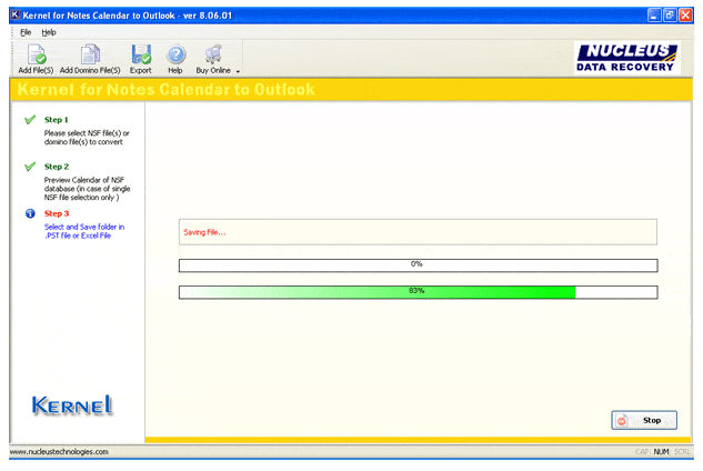 Saving process in Kernel for Notes Calendar to Outlook