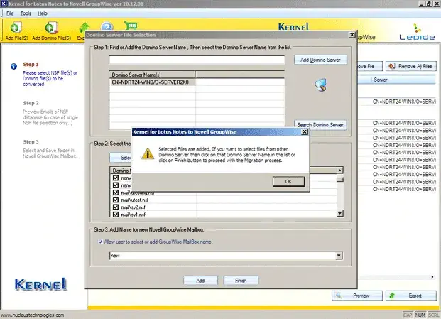 Confirmation message to continue