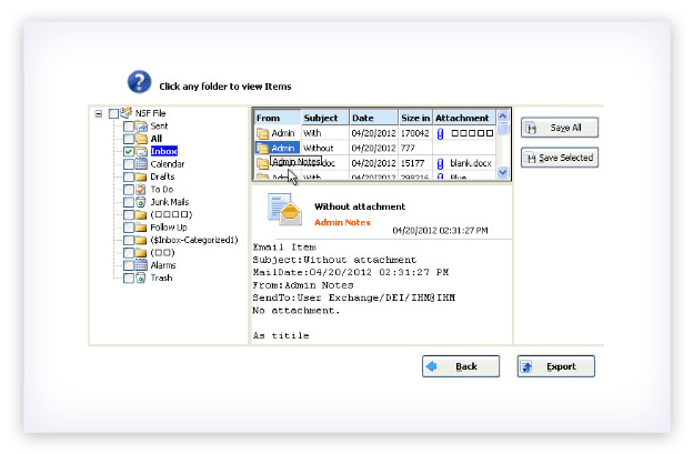 Preview of selected NSF file