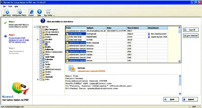 Preview of selected NSF file