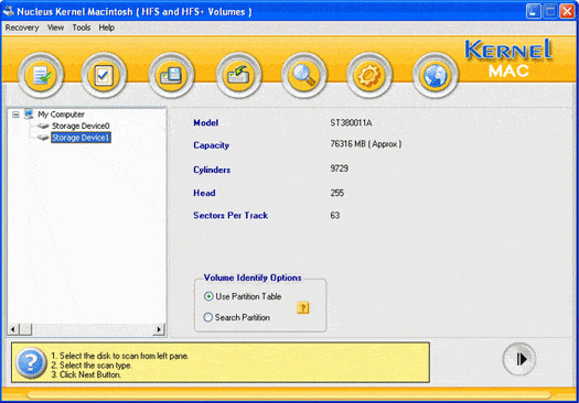 Home Screen of Kernel for Macintosh