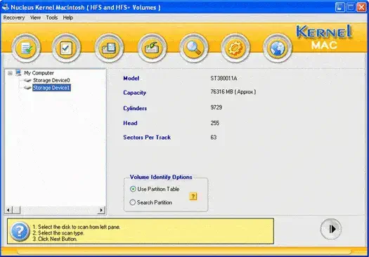Home Screen of Kernel for Macintosh