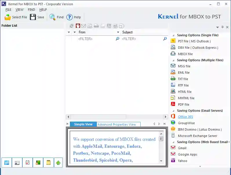 Convert MBOX emails of 20 email clients to Outlook