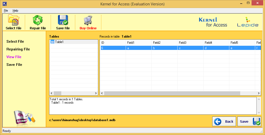 Previewing data of MDB file