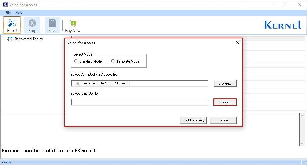 Select template file
