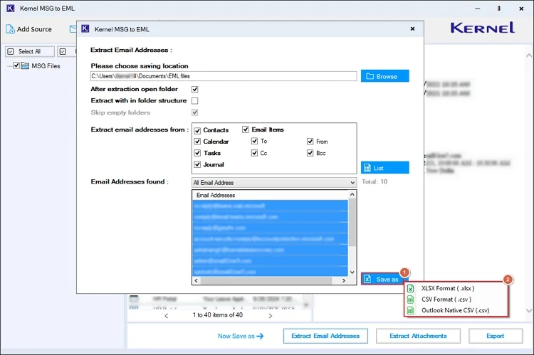 choose saving format