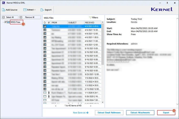 Click on Export option
