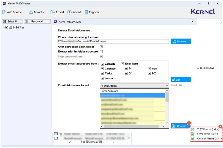 save email addresses