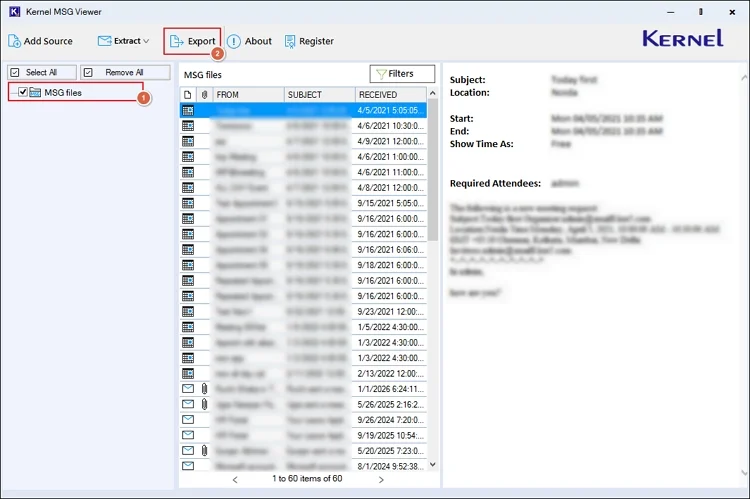 Click on Export option