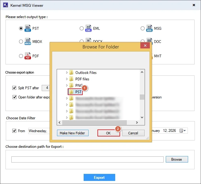 select the destination