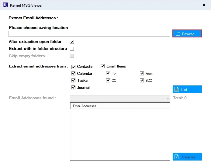 select browse option