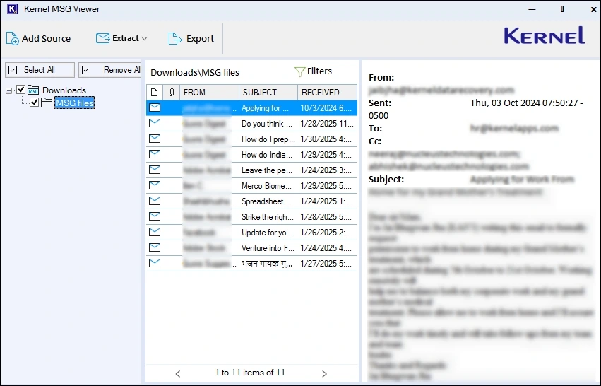 Select the EMLX option