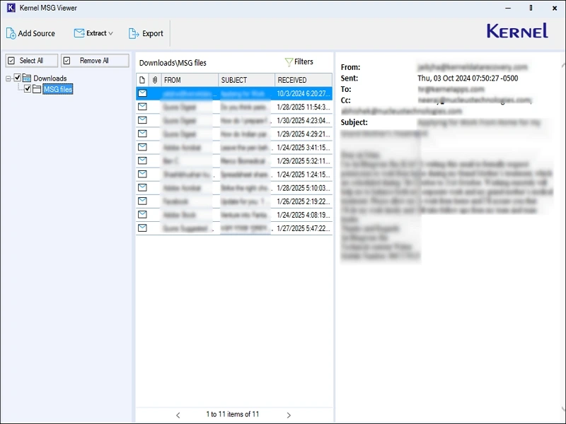 view desired msg files