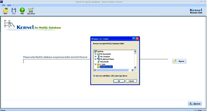 Add the corrupt MySQL database