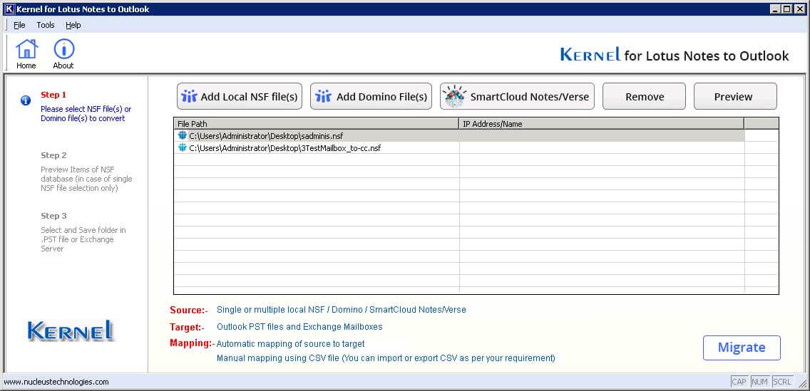 migrate the added NSF files