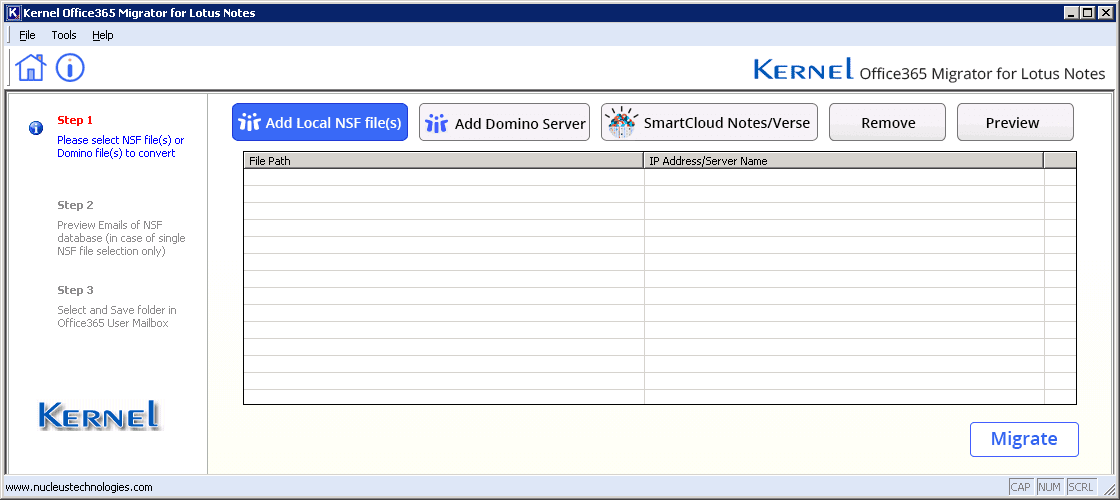 Click Add Local NSF file to add NSF file