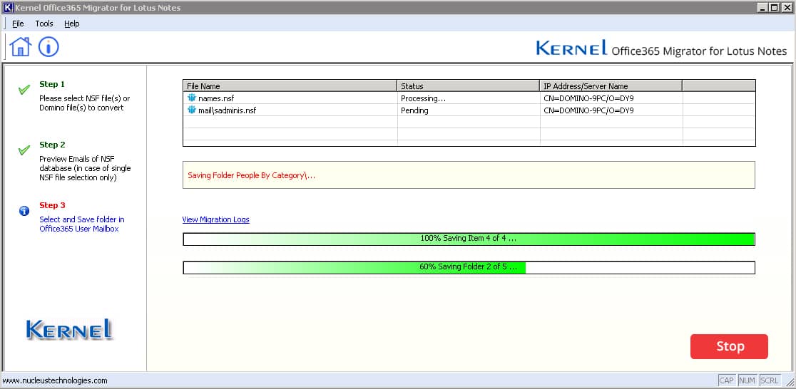 Click View Migration Logs option