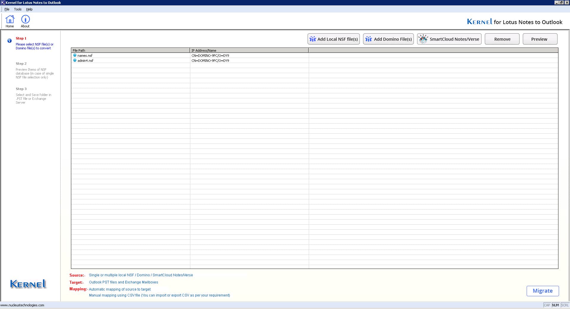 Click Migrate to add the destination Microsoft 365