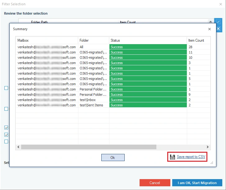 Click Save report to CSV