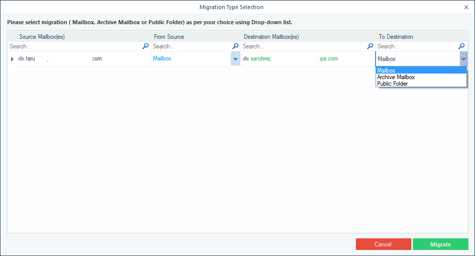 Migration Type Selection