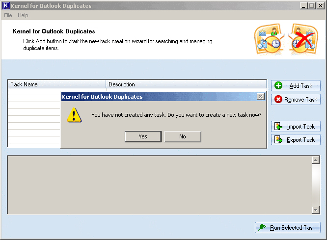 Pantalla principal de Kernel for Outlook Duplicates