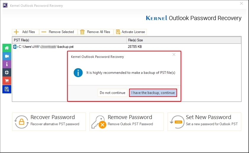 PST password recovery