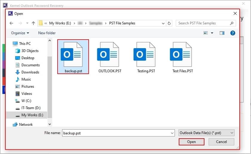 add password-protected pst files