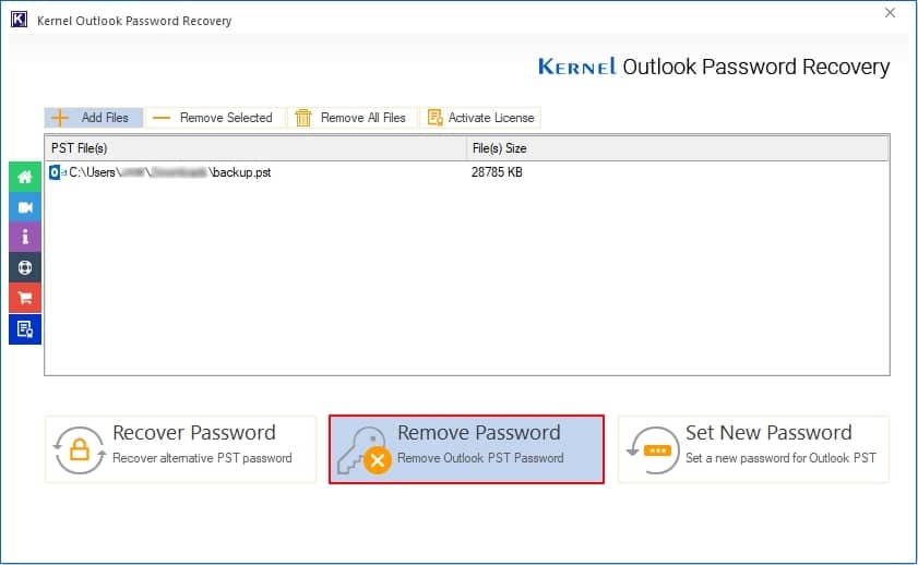click on remove password