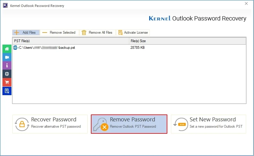 click on remove password