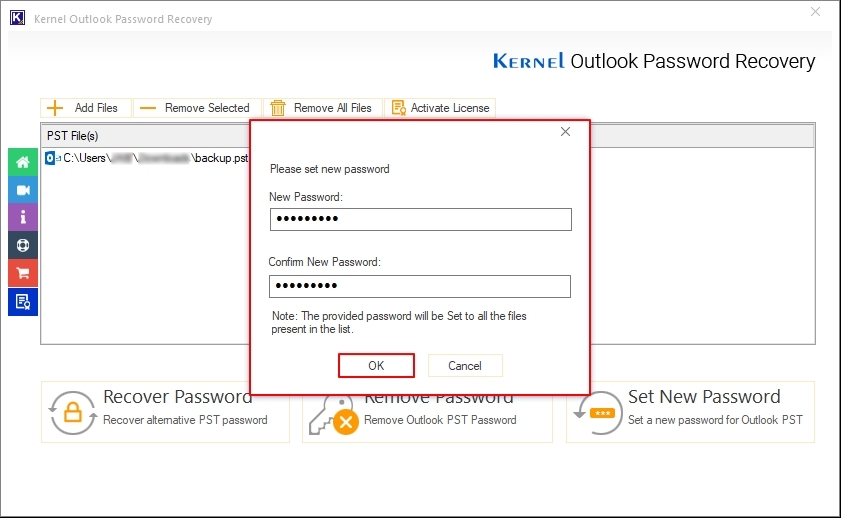 Enter New Password and Confirm New Password