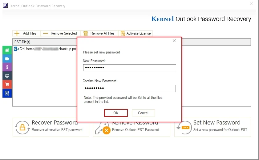 Enter New Password and Confirm New Password