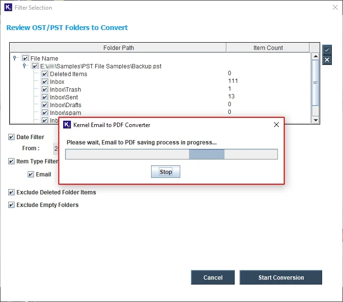 converting pst to pdf