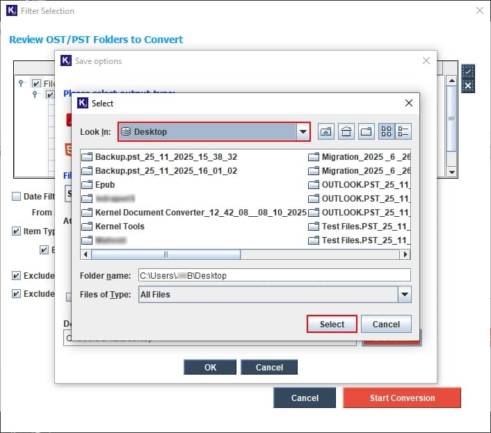 provide saving location