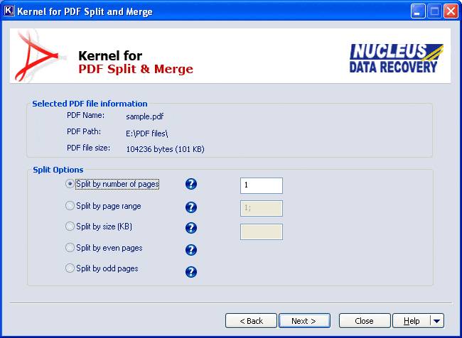 Save the PDF file in the desired location after splitting