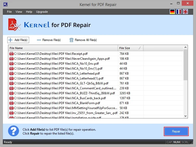 Click on the Repair button to proceed