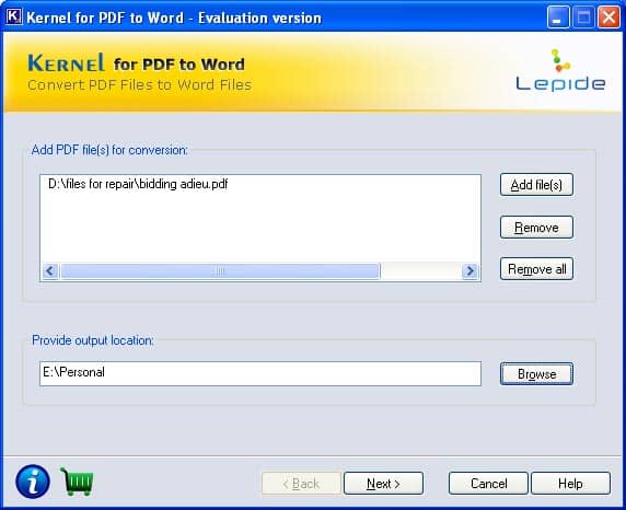 PDF file added for conversion