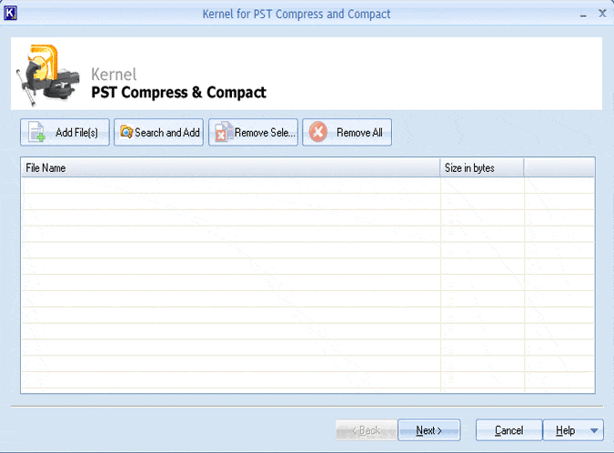 Main screen of Kernel for PST Compress & Compact