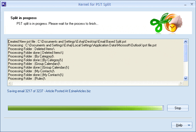 Progress of PST Split operation