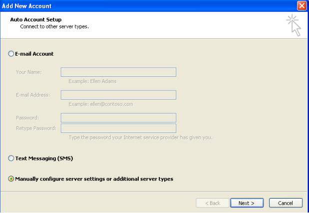 Manually configure server settings or additional server types