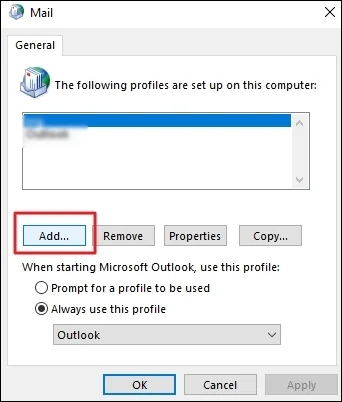 Click Add button after clicking the Show Profile