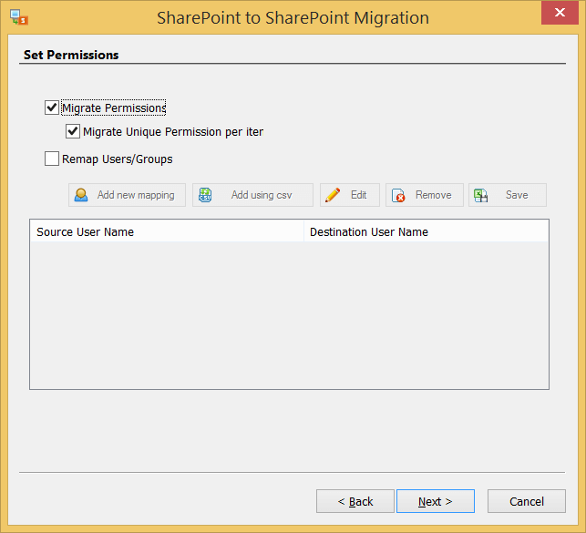 Migrate Permissions associated with selected files and click Next