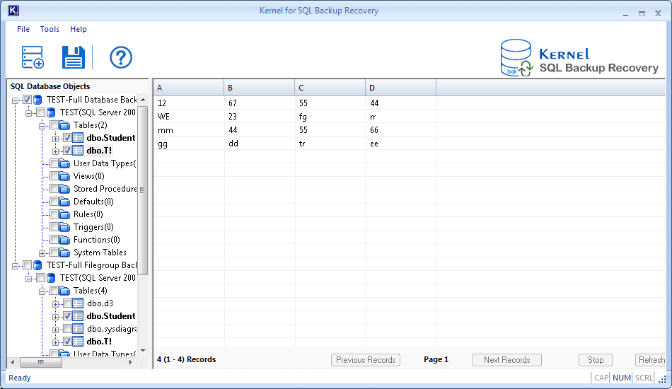 Previewing specified SQL Server database object