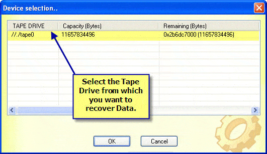 Screen depicting the selection of drive