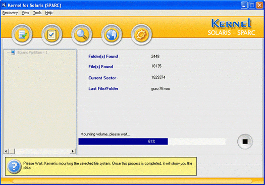 Recovery Screen of Kernel for Solaris Sparc