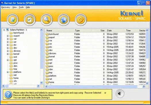 Recovered directory tree of the software