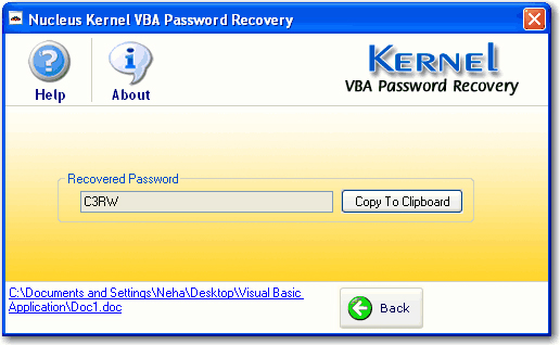  Restored VBA file password