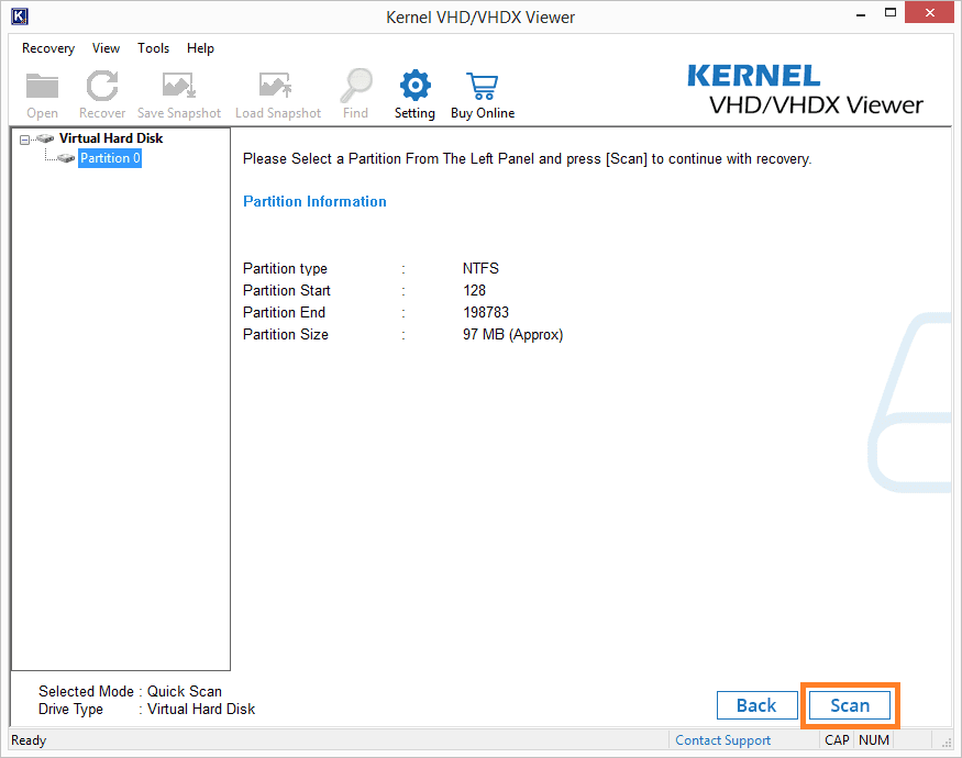 Scanning the partition for view