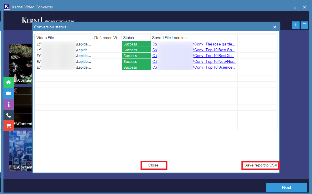 Save the report to a CSV file