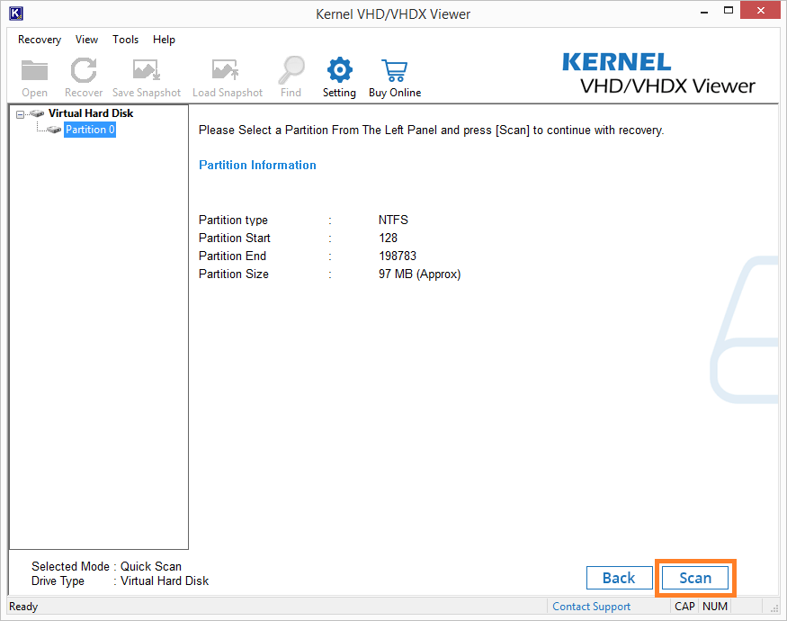 Select the first option to select one from the existing partitions