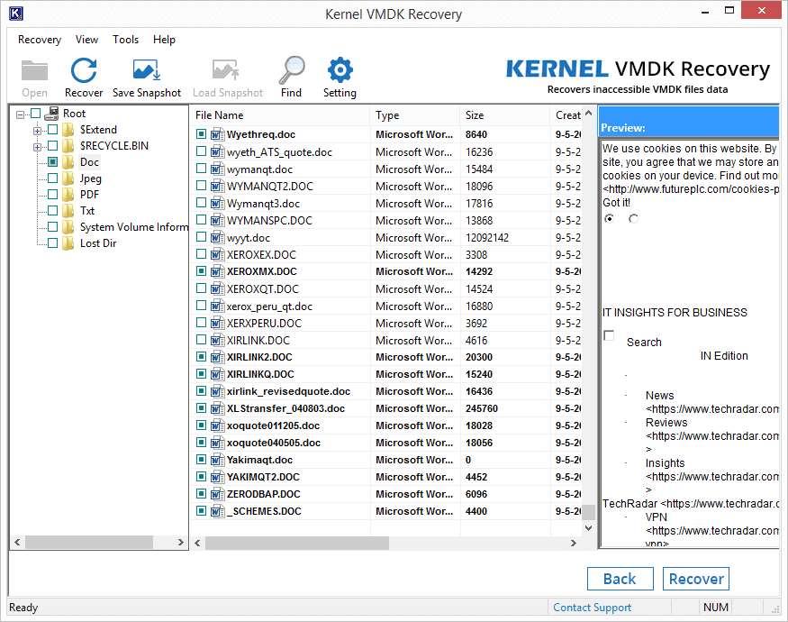 Recovered VMDK data